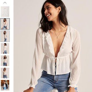 New Tiny Tie Chiffon Blouse Sexy Abercrombie